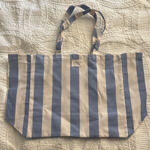 Sezane Blue and Cream Striped Tote Bag
